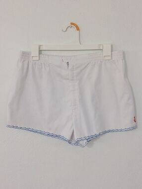 Vintage 90s Embroidered Coastal Shorts Anchor Nautical White Medium M